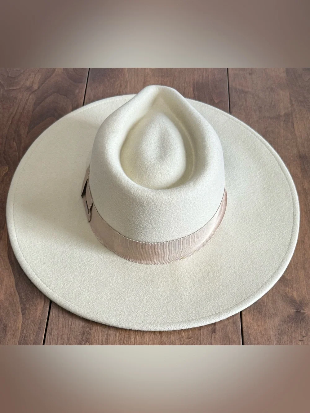 Brixton Joanna Felt Hat in Light Khaki Wide-Brim Wool Fedora Size Medium